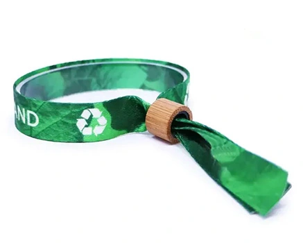 Sustainable festival wristband with bamboo fastening